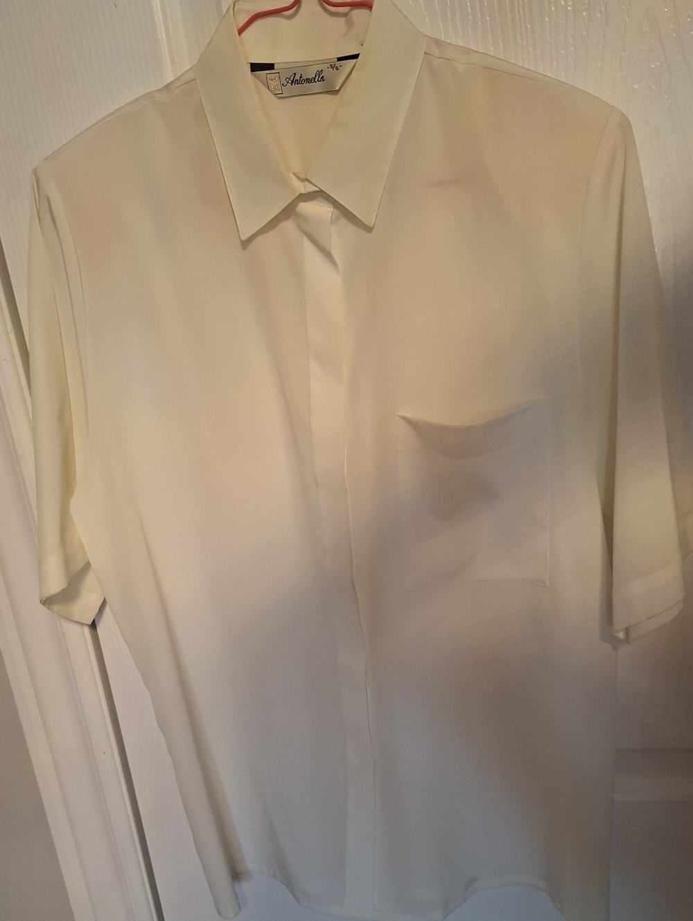 Cream Short-Sleeve Button-Down Shirt - Relaxed Collared Top